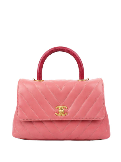 Chanel Small Pink Chevron Coco Handle Bag.
