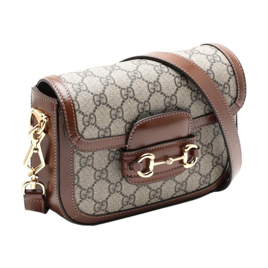 (WMNS) GUCCI Horsebit 1955 Retro Gold Buckle Logo Stripe Webbing Saddle Bag Shoulder Messenger Bag Mini Ebony / Brown Classic 658574-HUHHG-8565