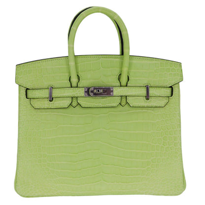 Hermès 25cm Birkin Jaune Bourgeon Matte Porosus Crocodile Palladium Hardware