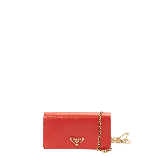 Prada Red Vitello Move Wallet on Chain