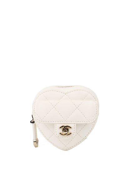 Chanel White Heart Coin Purse.
