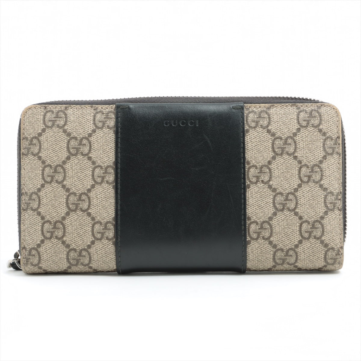 Gucci GG Supreme Monogram Zip Around Wallet Beige and Black