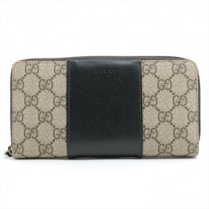 Gucci GG Supreme Monogram Zip Around Wallet Beige and Black