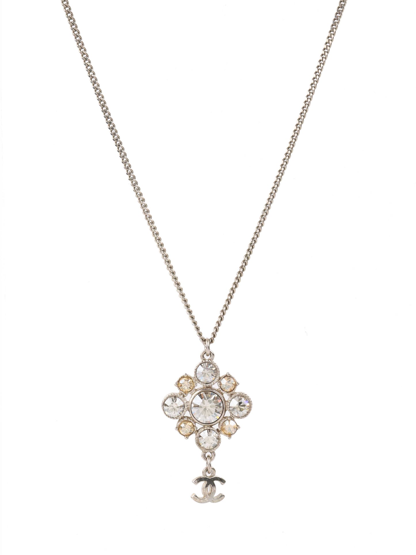 Chanel Silver Crystal Necklace.