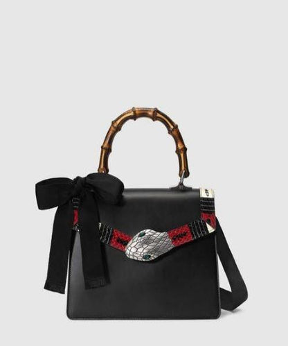 Gucci Lilith Leather Top Handle Bag Black