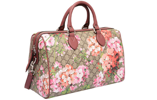 (WMNS) Gucci GG Blooms Logo Printing Canvas Boston Ebony / Pink HandBag 409527-KU2IN-8693