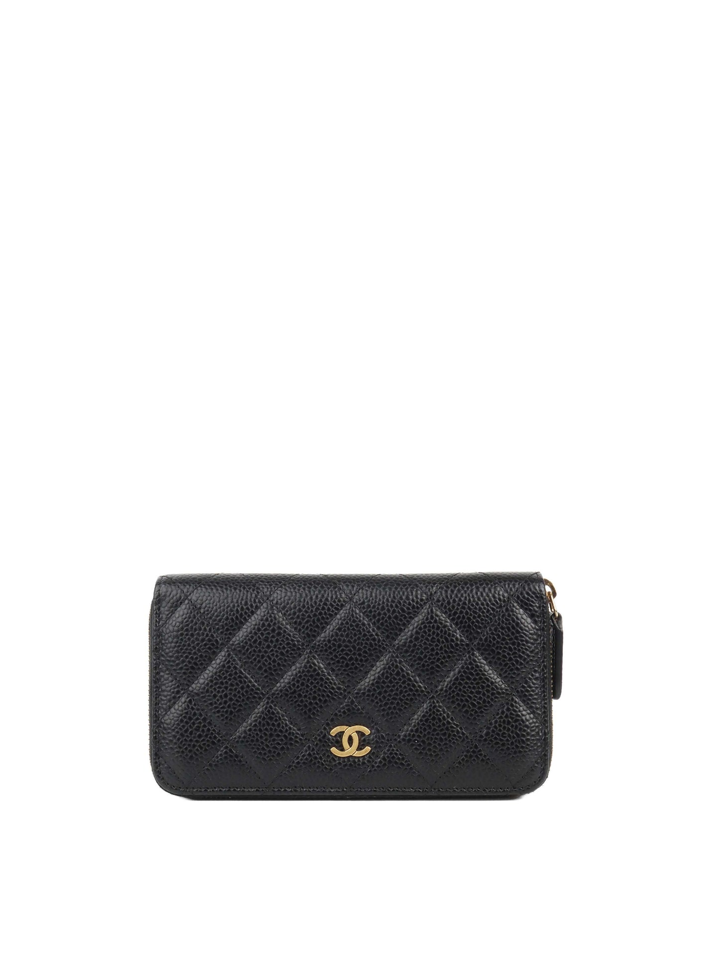 Chanel Zip Around Black Caviar Wallet.