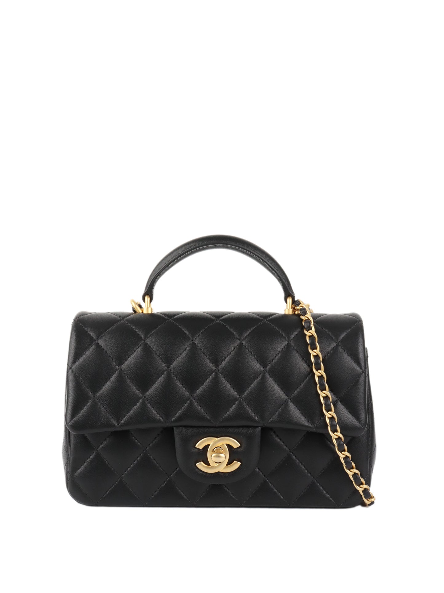 Chanel Black Rectangular Mini Classic Flap with Handle.