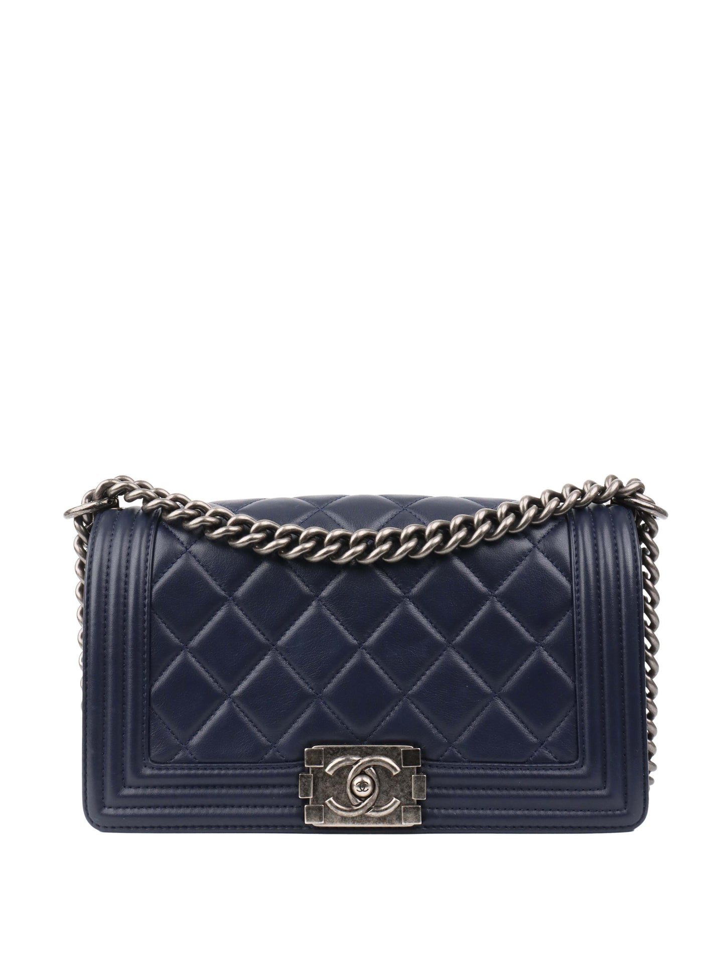 Chanel Medium Navy Boy Bag.