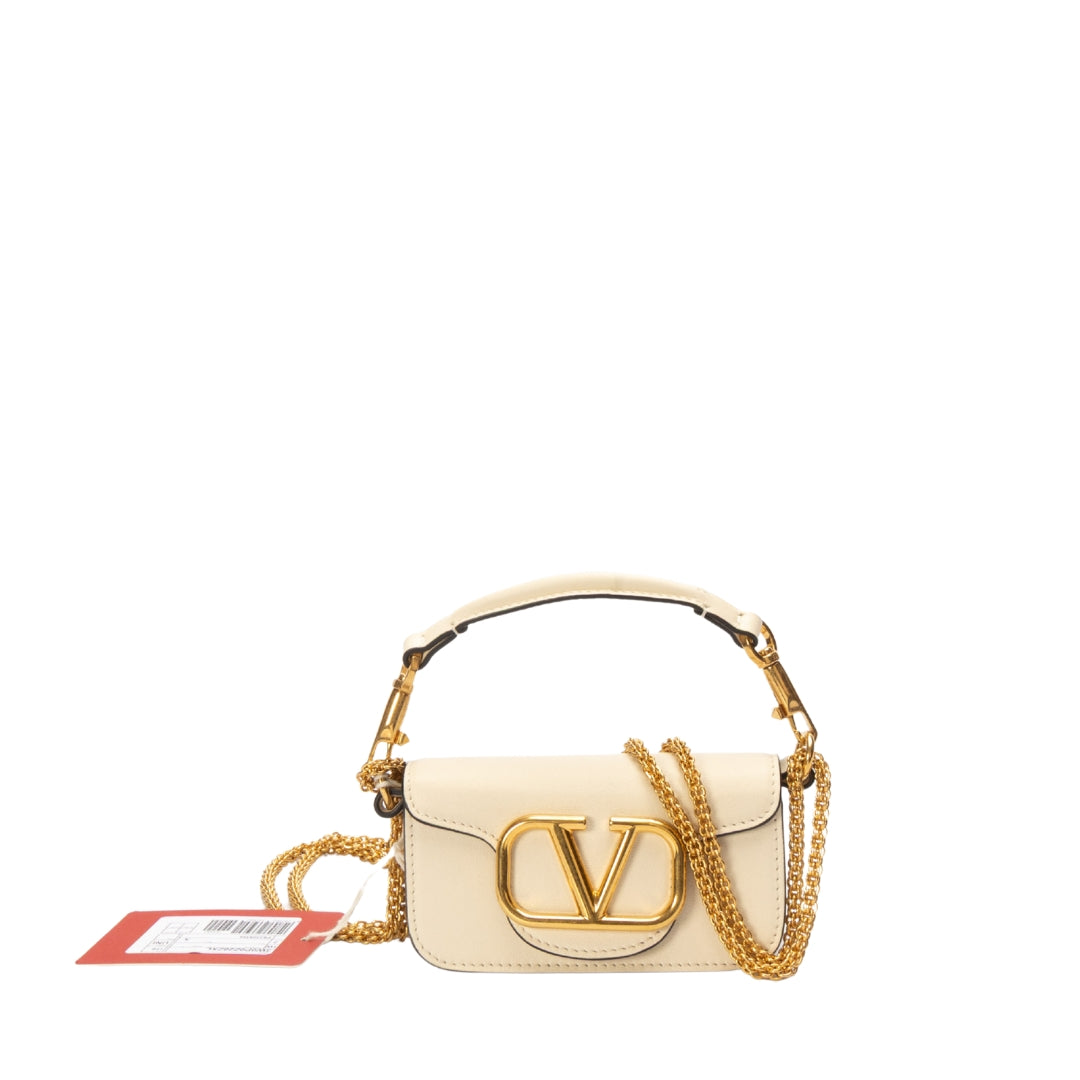Valentino Garavani Locò Mini Off-White Shoulder Bag