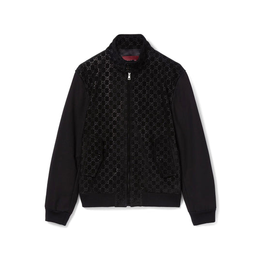 Gucci Guccima Embossed GG Suede Bomber Jacket