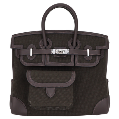 Hermès 25cm Birkin Cargo Bronze/Ebene Canvas/Swift Leather Palladium Hardware