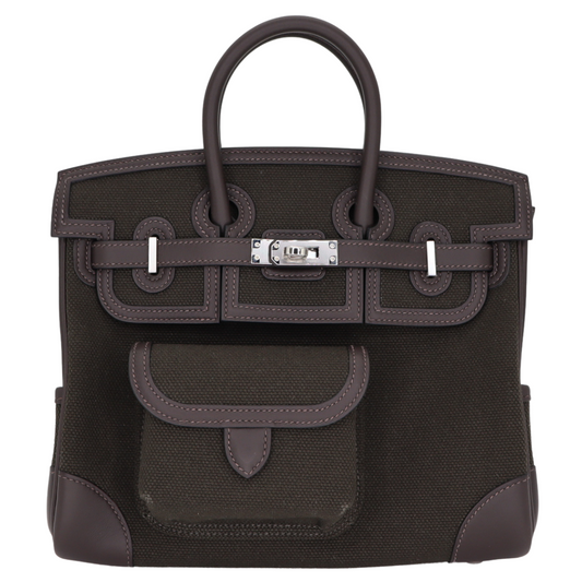 Hermès 25cm Birkin Cargo Bronze/Ebene Canvas/Swift Leather Palladium Hardware