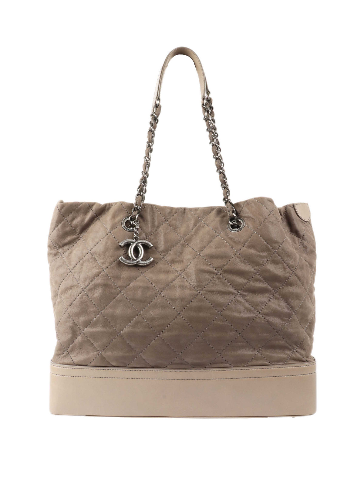 Chanel Grey Quilted Calfskin Tote.