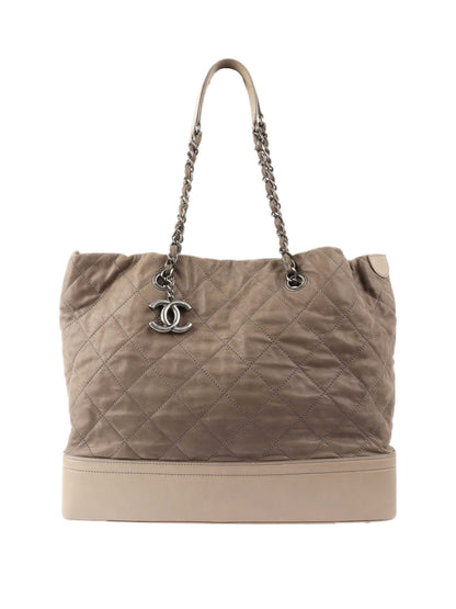 Chanel Grey Quilted Calfskin Tote.