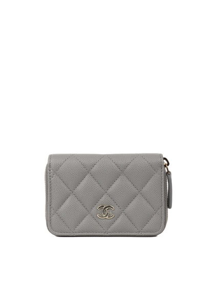 Chanel Grey Caviar Zip Classic Zipped Coin Purse.