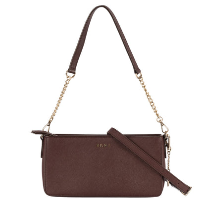 Dkny Burgundy Leather Zip Crossbody Bag