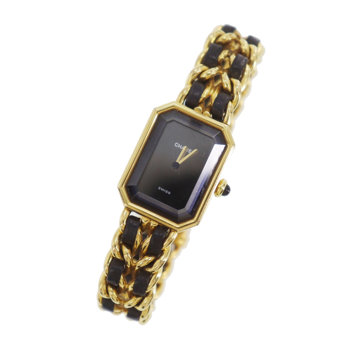 CHANEL Premiere Discontinued Wristwatches L Gold Black Quartz #CW937