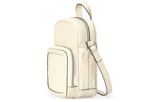 (WMNS) GUCCI Logo PatternPrint SingleShoulderBag White 658553-1W3AN-9022