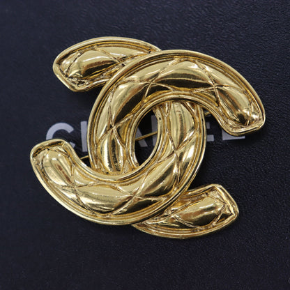 CHANEL CC Logos Matelasse Pin Brooch Gold Plated 1152 #AG212