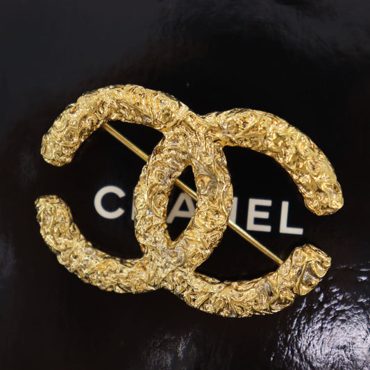 CHANEL CC Logos Pin Brooch Gold Plated 93 A #BX673