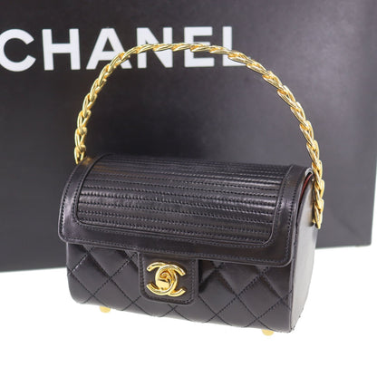 CHANEL  Flap Mini Handbag Black Lambskin Leather #CY875