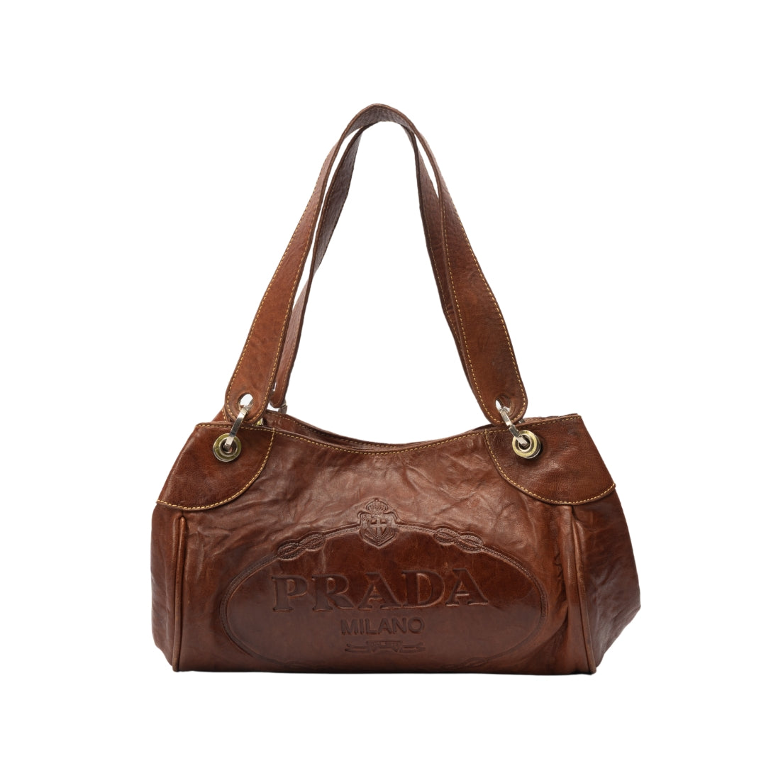 Prada Brown Leather Shoulder Bag