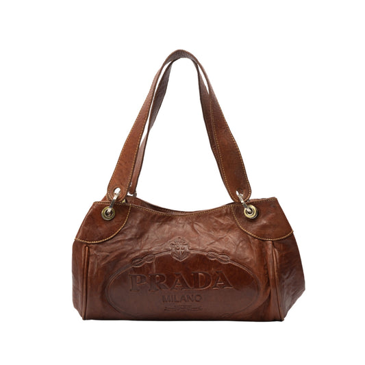 Prada Brown Leather Shoulder Bag