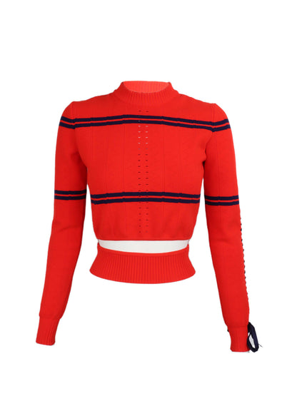 Fendi Red Cropped Knitted Sweater.