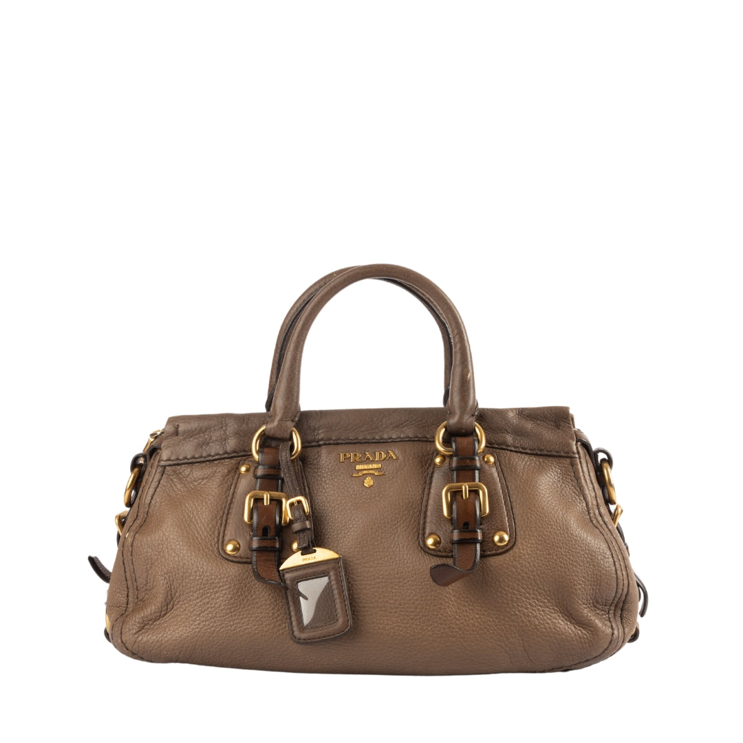 Prada Brown Leather Cervo Satchel