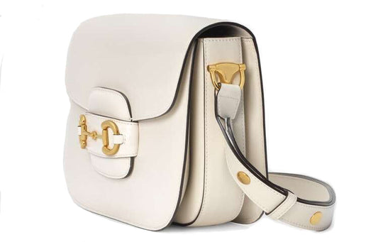 (WMNS) Gucci Horsebit 1955 Retro Gold buckle Leather Shoulder Messenger Bag Small White Classic 602204-1DB0G-9022