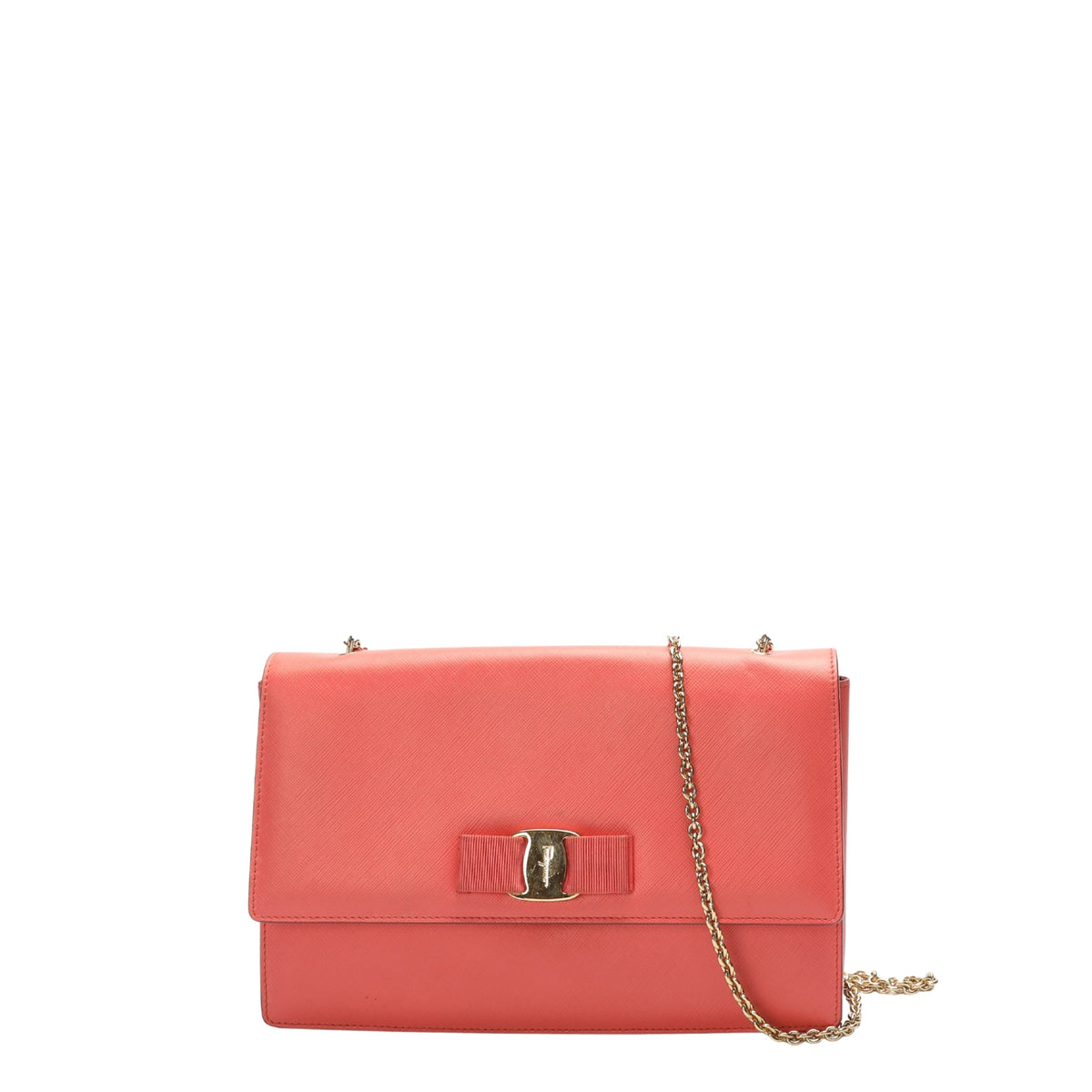 Salvatore Ferragamo Red Vara Bow Chain Sling Bag