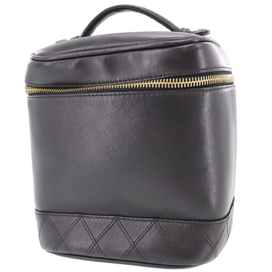 CHANEL Bicolore Handbag Vanity Pouch Black Lambskin #AH592