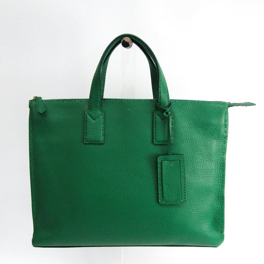 Fendi Green Leather Selleria Top Handle Bag  (SHA-11448)