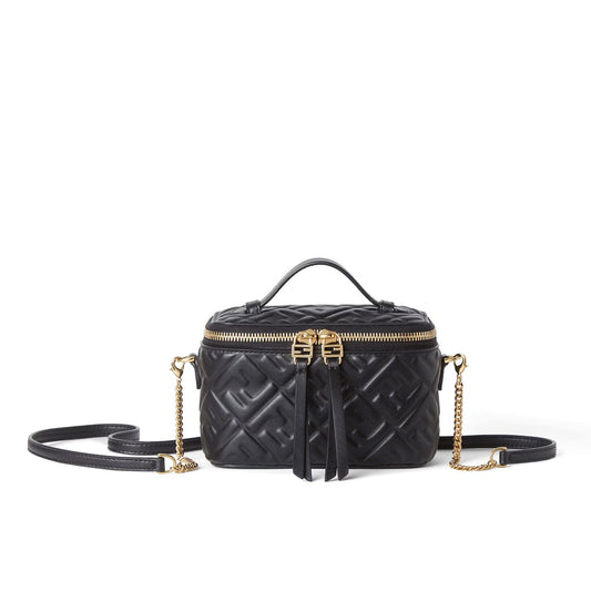 Fendi Vanity Black Nappa Leather Mini-Bag With Ff Motif