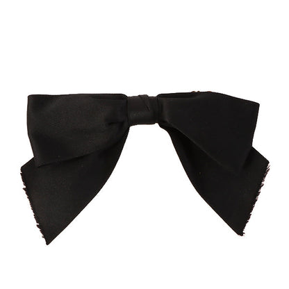 CHANEL Satin Ribbon Hair Clip Black
