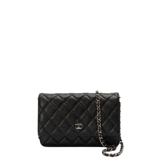 Chanel Black Caviar Quilted Wallet on Chain
