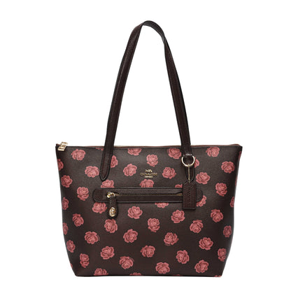Coach Rose Print City Zip Tote
