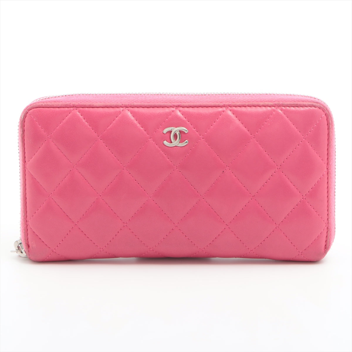 Chanel Matelasse Ram Leather Zippy Long Wallet Pink