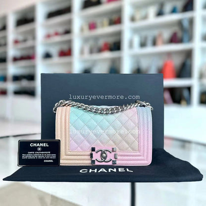 *Un* Caviar Boy Rainbow Small Quilted Grained Calfskin Multicolor Silver Hardware Series 25