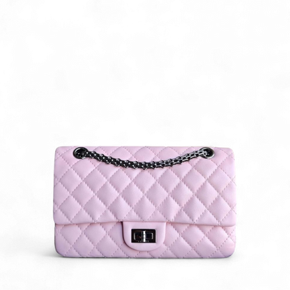 Chanel 2.55 Reissue 225 - 24CM Quilted Lambskin Sakura Light Pink Black Hardware Series 13