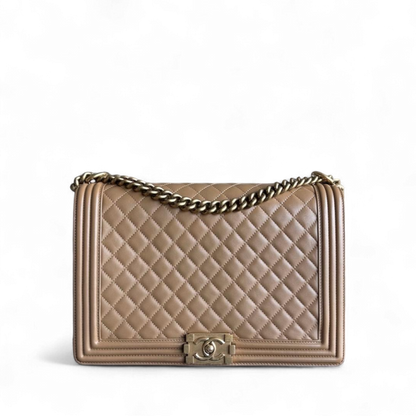 Chanel Boy Large - Quilted Lambskin Brown Gold Hardware Series 19