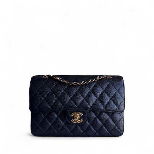Chanel Classic Flap Small - Caviar 23CM Quilted Grained Calfskin Black Gold Hardware Series 15