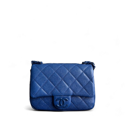 Chanel Classic Flap Seasonal Mini Square - Caviar Quilted Grained Calfskin All Blue Series 29