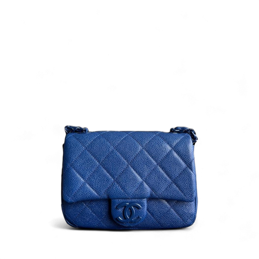 Chanel Classic Flap Seasonal Mini Square - Caviar Quilted Grained Calfskin All Blue Series 29