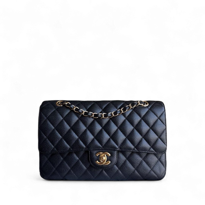 Chanel Classic Flap Medium - Caviar 25CM Quilted Grained Calfskin Black Gold Hardware Series 14