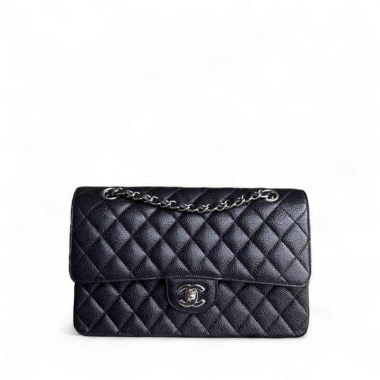 Chanel Classic Flap Medium - Caviar 25CM Quilted Grained Calfskin Black Silver Hardware Series 21