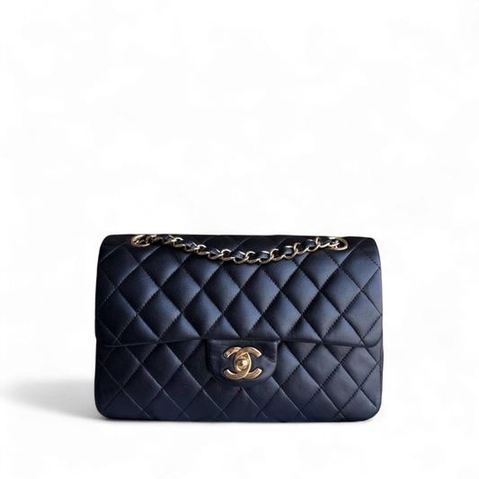 Chanel Classic Flap Small - 23CM Quilted Lambskin Black 24K Gold Hardware Series 12