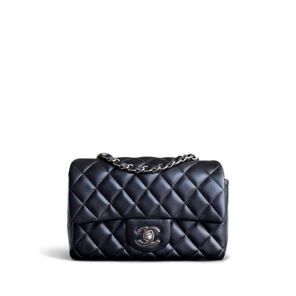Chanel Classic Flap Mini Rectangle - Quilted Lambskin Black Silver Hardware Series 30