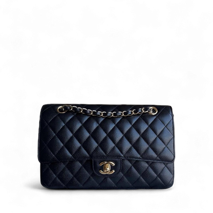 Chanel Classic Flap Medium - Caviar Quilted Grained Calfskin Black Gold Hardware Series 19
